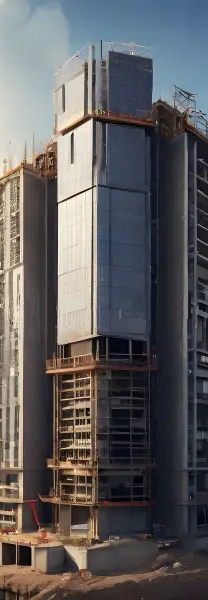 Building under construction - infrastructure project High-rise building under construction representing infrastructure and construction projects