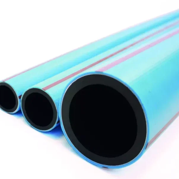 Puriton Barrier pipe Three cylindrical pipes in blue with black interiors and subtle brown stripes.